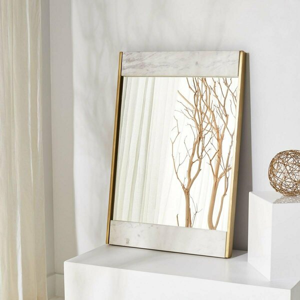 Safavieh 24 x 2 x 35.75 in. Kandi Faux Marble Mirror, Brass & White CMI1006A